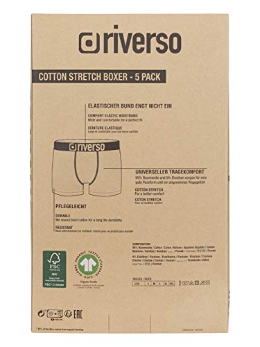 riverso Herren Boxershorts RIVJames 5er Pack Basic Boxer Retro Trunks Organic Cotton Bio 95% Baumwolle, Größe:S, Farbe:Farbmix (P2) – Ansicht 6