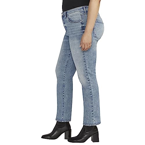 JAG Jeans Women's Plus Size Cassie Mid Rise Slim Straight Leg Jeans, Beacon Blue, 22 Plus2