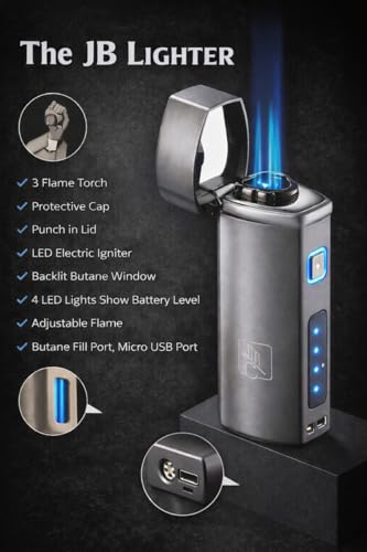 Encendedor Jet de Gas Recargable JB Lighters Metal miniatura 3