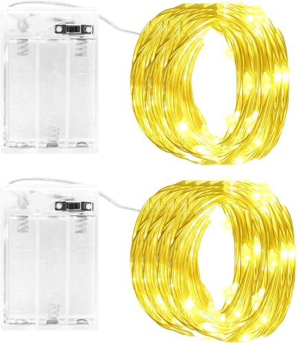 cshare Lichterkette Batterie Timer, 2 Stück 6M 60er LED Kupferdraht...