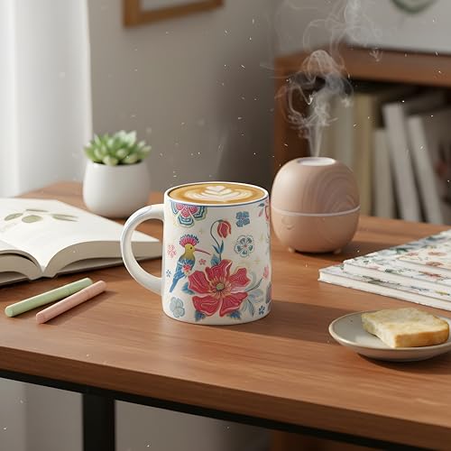 Image of miah decor Ceramic Tea Coffee Cups Set Matte Printed Small Chai Mug Drinkware Microwave Safe for Home & Restaurant-300 ml (MD-747)