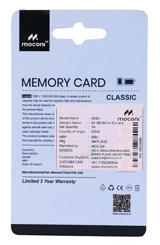 Image of 64GB-microSDXC Memory Card Grade U-3 /A1 /V30 Class 10, Up to 70 Mbps Reading & 150 Mbps Writing Speed with High Performance of Data Transfer (64, GB)