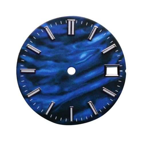 PINGSHI Boutique UK 28,5 mm NH35 Zifferblatt Grüne leuchtende mechanische Uhr Schneeflockenoberfläche Literal SKX007 Retro Design Uhrenblatt Zifferblatt