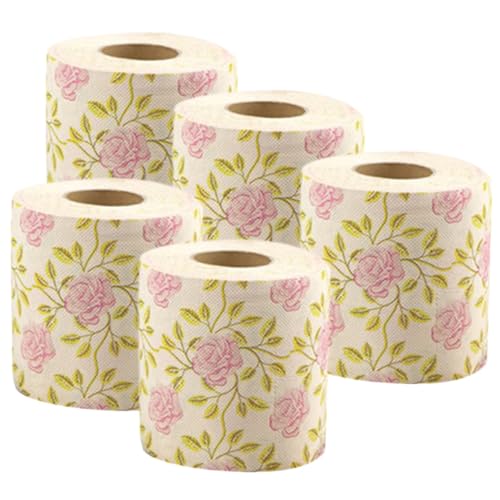 Papel higiénico de pulpa de madera suave SHINEOFI con motivos en rollo para uso casual 5 uds