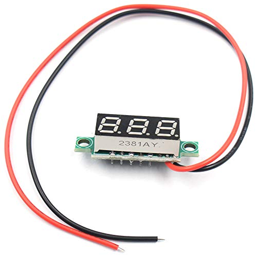 Image of (5 Pack) JacobsParts DC 4.5-30V 2-Wire Voltmeter 3-Digit LED Display Panel Volt Meter Digital Voltage Tester (Green)
