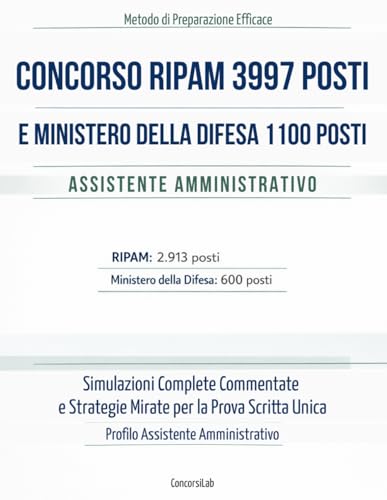 Concorso RIPAM 3997 posti e Ministero della Difesa 1100 posti - Assistente Amministrativo: Simulazioni Complete Commentate e Strategie Mirate per la ... Unica - Profilo Assistente Amministrativo