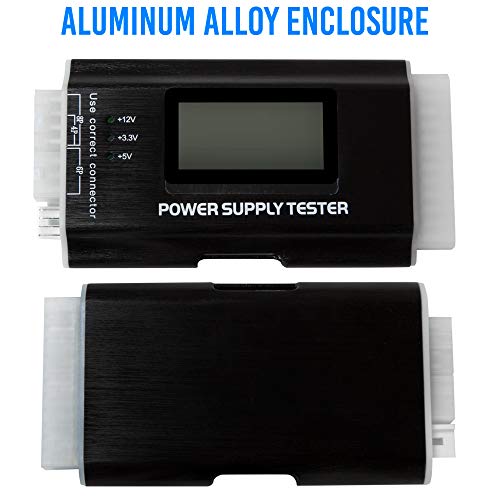 Image of Kingwin Digital Power Supply Tester with LCD Screen - Compatible with ATX, ITX, IDE, HDD, SATA, and BTX, Easy-to-Use Diagnostic Tool for PC Power Supply Testing (Aluminum)