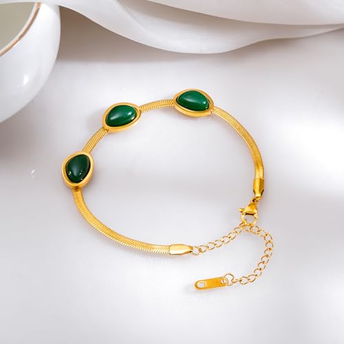 Image of Rubans Demi Fine Stainless Steel Bracelet Emerald CZ Gift for Women & Girls