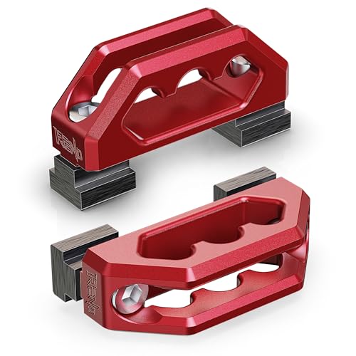 Image of RENO Bed Rail Cleats, Tie Down Anchors for Cargo Trailer Compatible with Tacoma Tundra Gladiator Pickup Truck, Replaces PT278-35160 /35111 /35112 /35100-S1 /35050-S1 PT785-35050-S1 (Aluminum, Red, 2PCS)