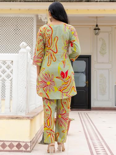 Image of feranoid Elegant V-Neck 3 /4 Sleeve Kurta & Pant Co-ord Set (S-XXL)