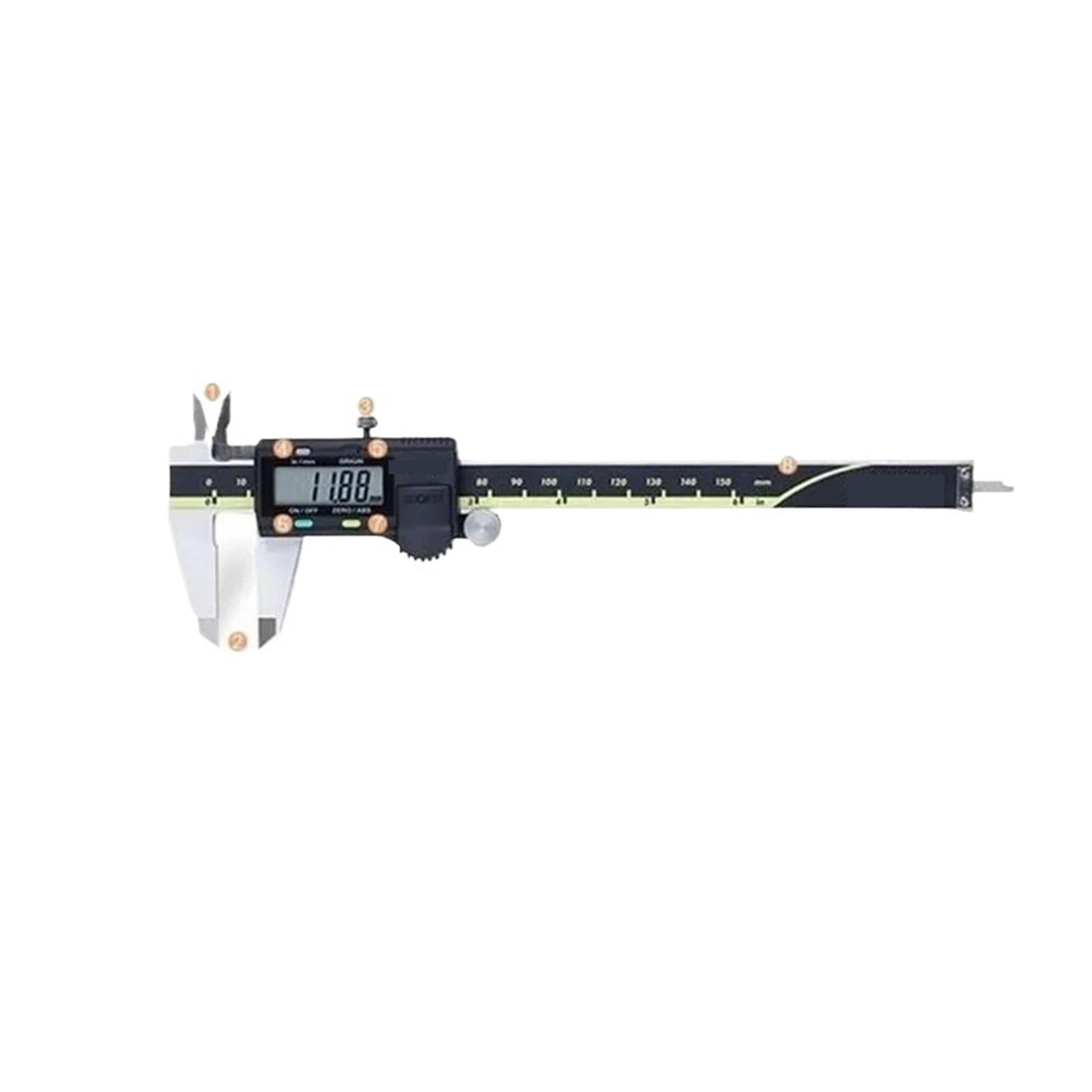 Calibrador digital absoluto Vernier de 8 pulgadas, 0-150/200/300 mm (pulgadas/mm), 0,01 mm, herramienta de medición electrónica con pantalla LCD.(0-200mm)