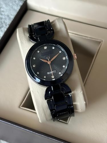 Image of styledose Women Analogue Wrist Watches for Women's & Girls&Ladies Diamond Studded Dial Rosegold Colored Stylish Bracelet Strap