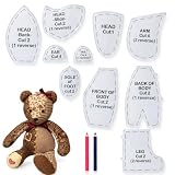 Memory Bear Patterns for Sewing 10in, Quilting Templates w/Marking Pencils