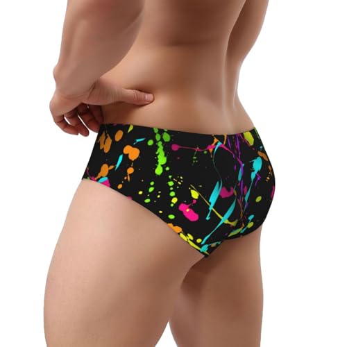 Glow In Dark Splatter Neon Men'S Brief Underwear Underpants Triangle Briefs With Pouch4