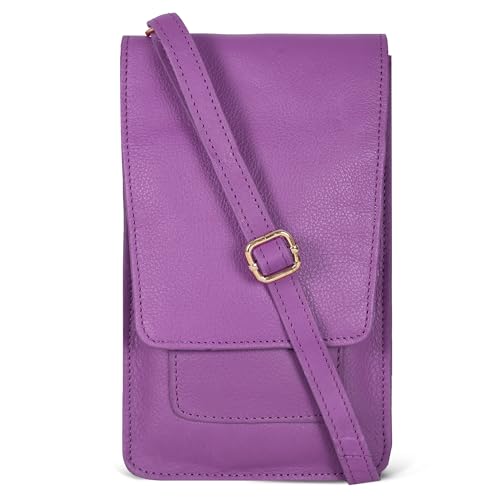 Image of Oak Leathers Small Crossbody Bag For Women - Mini Cell Phone Purse - Crossover Wallet Bag With Adjustable Shoulder Strap