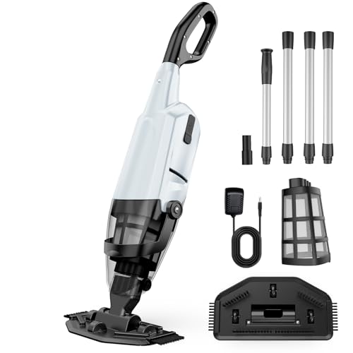 Cordless Pool Vacuum for Above Ground and Inground Pools, 18 GPM Powerful Suction Handheld Rechargeable Pool Cleaner with Versatile 4-Section Pole, 1H Runtime, Ideal for Leaves, Sand and Debris