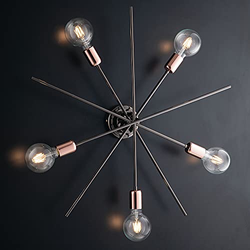 Plafonnier moderne 5 lumières en chrome noir de haute qualité style bon-140