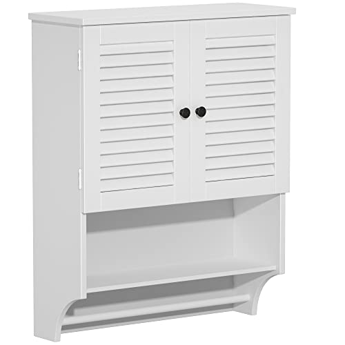 Choochoo Bathroom Wall Cabinet With Towels Bar, 23.6" L X8.9 W X29.3 H Mdf Material Medicine Cabinet, 2 Doors Over The Toilet Space Saver Storage Cabinet With Large Space, White #TOP2