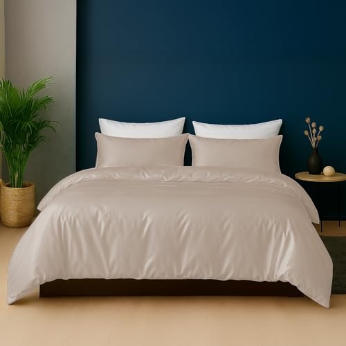 Linenwalas Duvet Cover Set King Size - Viscose Derived from Bamboo Soft, Breathable, Light Weight, Cooling Comforter Cover with Zipper Closure and Corner Ties (King, Taupe) by Linenwalas - Image 2