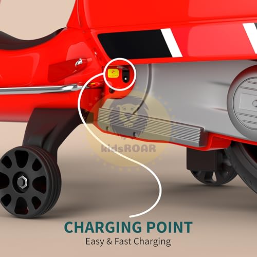 Image of KidsROAR 12V Electric Bike for Kids with Remote Control, Battery Operated Scooter Bike for Boys & Girls, Wide Seat, Music & Lights, Safe Ride-On for 2-6 Years, Manual & Remote Control (Red)