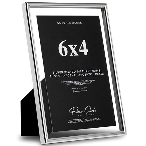 Silver Plated Photo Frame Picture Frame Floating Style Plain Polished Finish and Tarnish Protected for Wedding Picture or Family Photos 6x4