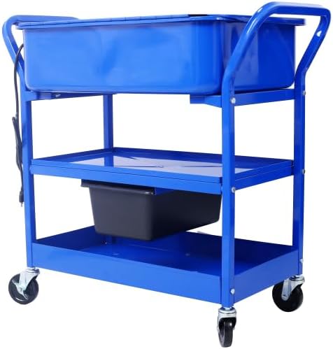 Miniatura 7 de Lavadora de piezas móviles, máquina limpiadora de piezas portátil de 20 galones con bandeja de drenaje y bomba de 325 GPH, tanque de lavado de