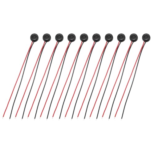 QUARKZMAN 10 Stück Elektret-Mikrofon Kondensator-Aufnahme 4mm Durchmesser Mini MIC Elektret-Kondensator Mit 50mm Kabelanschluss 58dB Für Audio Schwarz