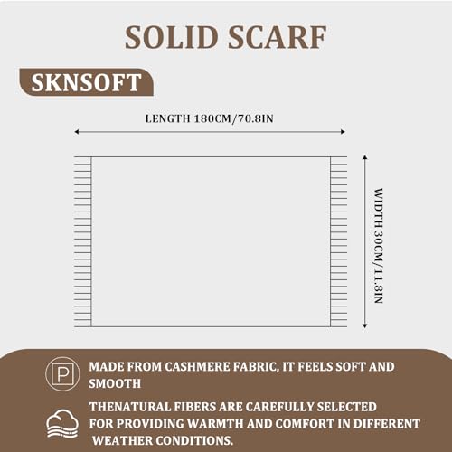 Cashmere Wool Winter Scarf for Women, Men's Scarves Solid Warm Cold Weather Wraps4