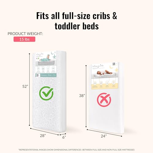 Dream On Me 2-in-1 Breathable 150 Ultra Coil Inner Spring Standard Crib & Toddler Mattress in White I Greenguard Gold Certified I JPMA Certified