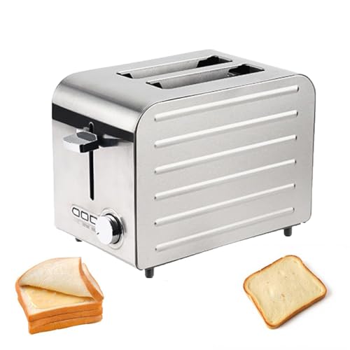 ZXCVBNMQ Commercial Stainless Steel Toaster, 2 Slice Fully Automatic Toaster with 7 Levels Adjustment Independent & Extra Wide Slots, for Home (2 Slices)