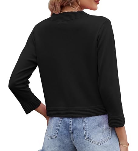 Women's Long Sleeve Knitted Cardigan Solid Color Open Front Tops Shrug3