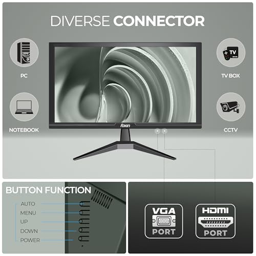 Image of Foxin 19.5 Inch (48.26 cm) Crystal Flat LED Monitor | True Pixel HD Display, 1366x768p, 16.7M Colors, 5ms, 60Hz | HDMI & VGA Ports | Slim, Wall Mountable | Desktop /Office /CCTV Use | 1 Year Warranty