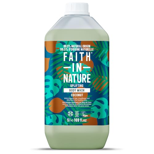 Faith In Nature Natural Body Wash - Gel douche - Végan & Sans Cruauté, Sans SLS ni Parabènes - Pack de Recharge 5L - Coco