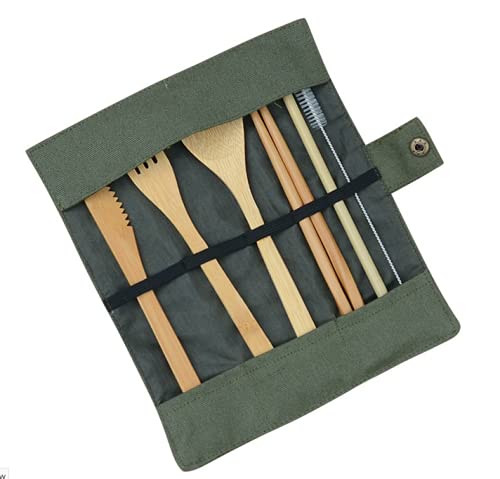 Juego de vajilla de bambú de 5 piezas con bolsa de almacenamiento para protección del medio ambiente y ahorro de energía Juego de vajilla de bambú de 5 piezas con bolsa de almacenamiento para protección del medio ambiente y ahorro de energía