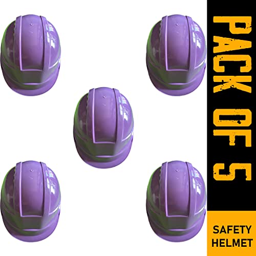 Image of LADWA Purple Heavy Duty Director Safety Helmet, ISI Marked Industrial Protective Hard Hat for Construction, Outdoor Work and Factory Safety Applications (Pack of 5)