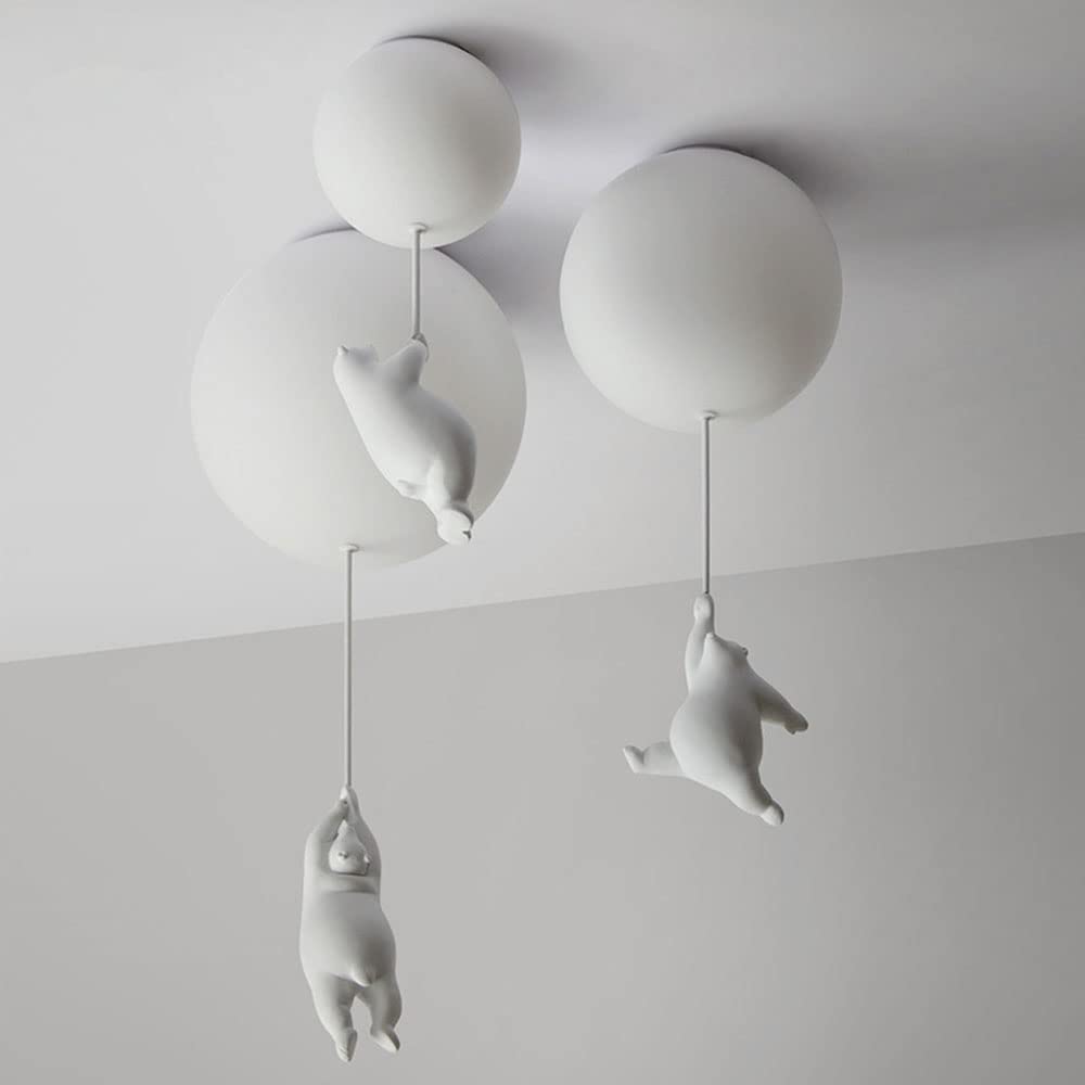 Nordico Salotto Studio Luci A Palloncino Stanza Dei Bambini Plafoniera E27 Orso Lampada Da Soffitto Cameretta Lampade Ragazzo Ragazza Illuminazione Interna Lampadina G9 Lampadario Ø25CM,D