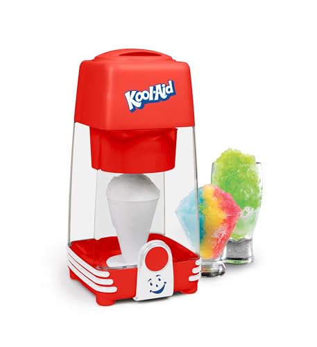 Kool-Aid Retro Snow Cone Maker and Electric Table-Top Ice Shaver, Vintage Shaved Ice Machine Includes 1 Reusable Plastic Cup and Ice Mold, Red