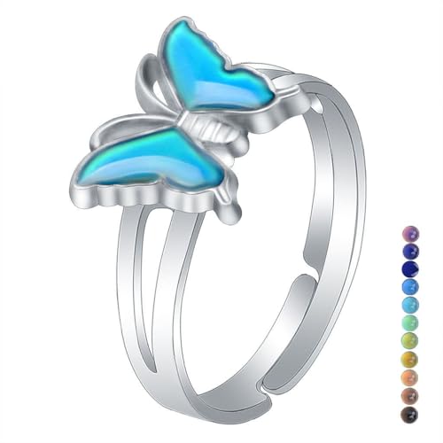 Color Changing Ring Sensing Temperature Rings Oval/Turtle/Butterfly/Penguin Animal Mood Ring Birthday Party Jewelry Gifts For Daughter Niece Sister Friends