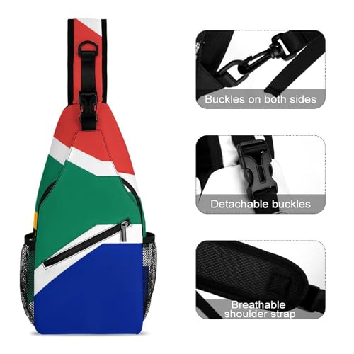 Morrales tipo sling con bandera de Sudáfrica blanco para viaje miniatura 3