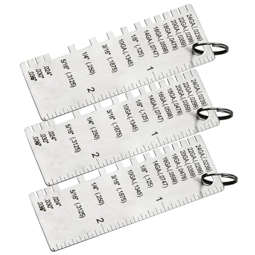 3 piezas de calibres de espesor para soldadura de acero inoxidable con medidas marcadas para inspección precisa y medición de espesor de metal miniatura 1