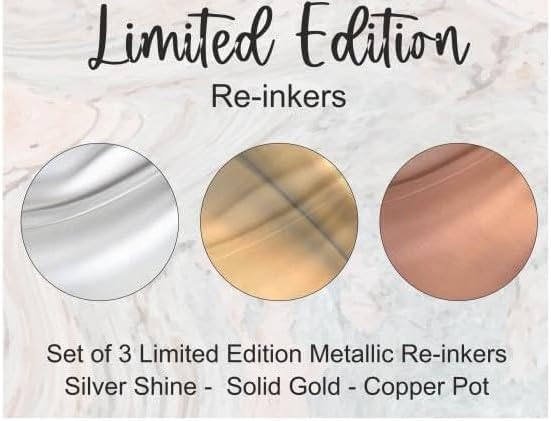 Lisa Horton Crafts Reinkers 3pc Metallic Limited Edition - Silver Shine, Solid Gold, Copper Pot