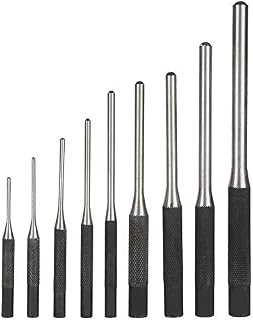 Roll Pin Punch Set, Akozon 9 Pieces Durable 40CR Metal Steel Mechanics Professional Punches Recessed Roll Pins Knurled Handles Tool Kit