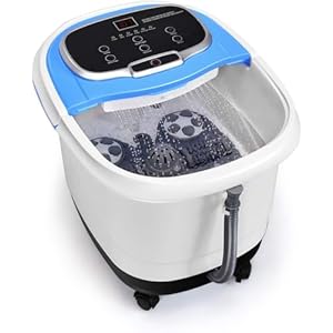 Giantex Foot Spa Bath Massager w/Heat, Adjustable Water Shower, Motorized Shiatsu Massage Balls & 2 Maize Rollers, Time & Temper Control, LED Display, Home Pedicure Foot Bath Tub (Blue)