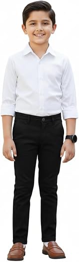Cottonlink Kid Boy's Cotton Solid Shirt Long Sleeves Classic Spread Collar White