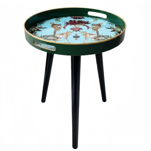 Simmer Stone Tables d'appoint rondes d'intérieur avec 3 pieds en bois détachables, table plateau polyvalente, parfaite pour table basse ronde pour le café et le thé,...