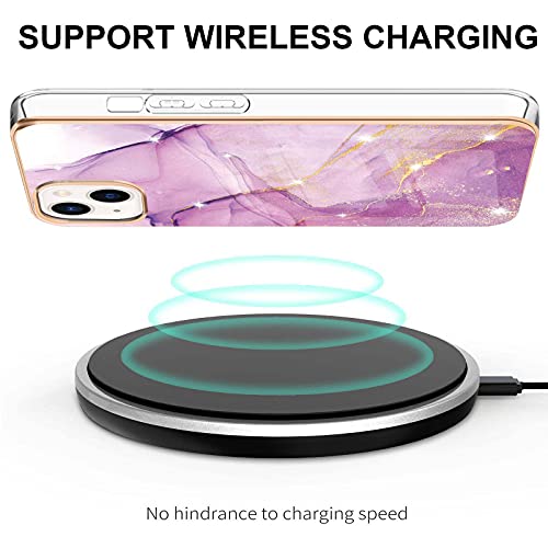 IMIRST Basic Case Compatiable with iPhone 13 IMD Soft TPU Silicone Bumper Matte Marble Scratch-Resistant Slim Protective Phone Case Back Cover for Apple iPhone 13,YBI Light Purple - Image 3