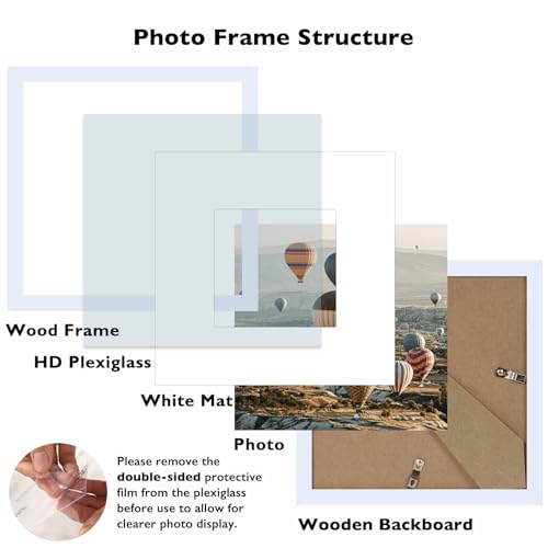 Image of JCJMY 8x8 Picture Frame With Mat, Display 4x4 With Mat or 8x8 Without, Wood Square Photo Frame for Wall Hanging or Tabletop, 1 Pack, White