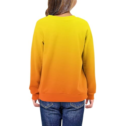 Toddler Girls Cotton Halloween Sweatshirts Crewneck Long Sleeve Gradient Ghost Graphic Pullover Tops 1-12 Years2