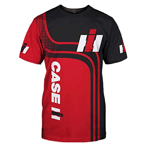 CUIHUATUQI T-Shirt D'été À Manches Courtes pour Hommes, Case-Ih 3D Print Crew Neck T-Shirt, Modisches Confortable Tee Tops, Casual Unisex Short Sleeve T-Shirts,Rouge,L/Large Cover