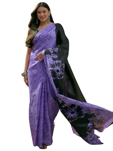 Image of SIRIL Women's Cotton Printed Saree With Unstitched Blouse Piece
